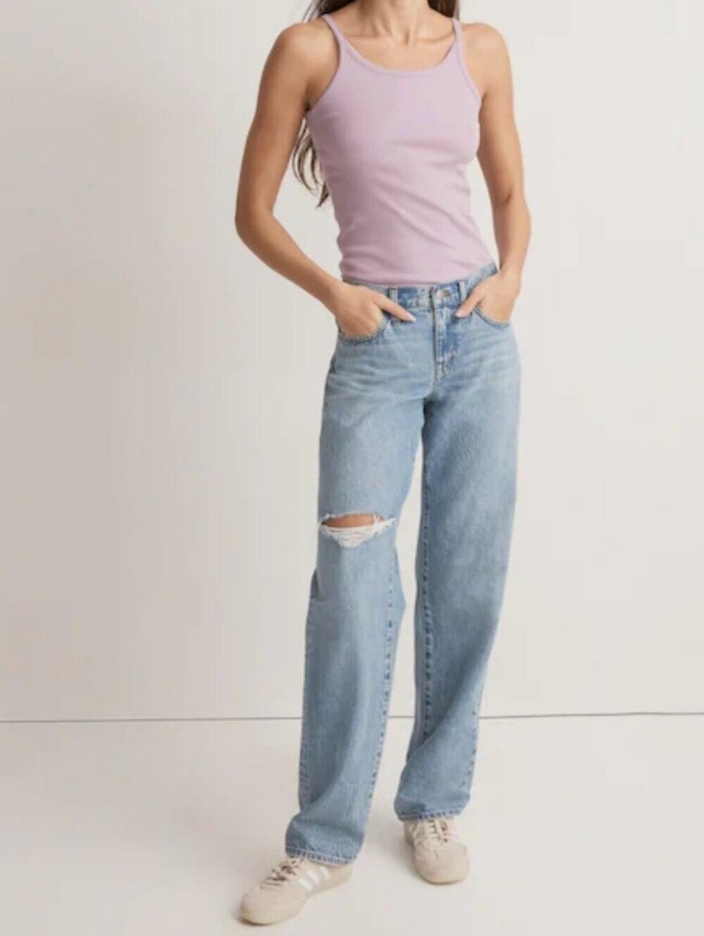 Madewell Lavender Supima Rib '90s Tank Women's Size XL